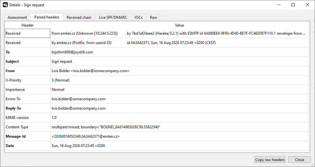 E-mail details